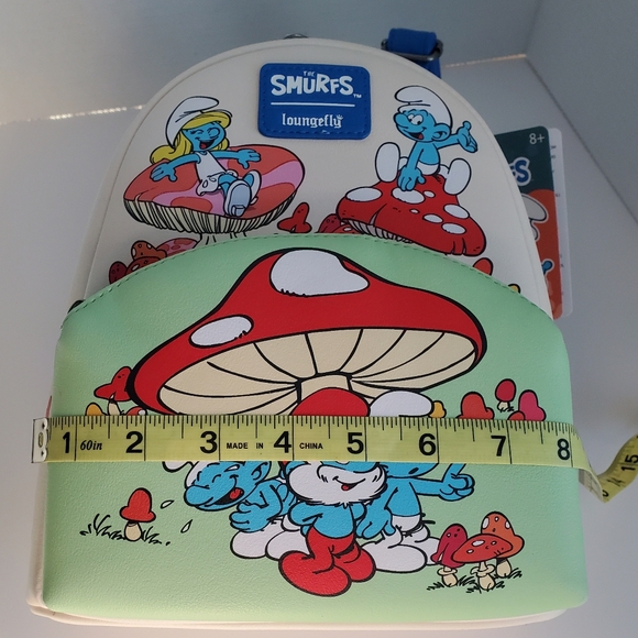The Smurfs Mini Backpack Mushrooms, Papa Smurf,Brainy,  Smurfette Blue NWT*READ* - Picture 4 of 15